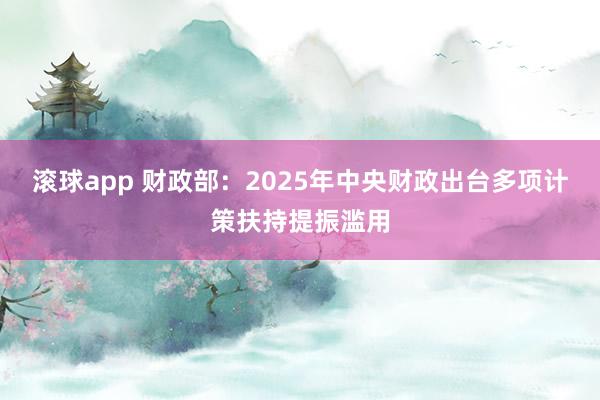 滚球app 财政部：2025年中央财政出台多项计策扶持提振滥用