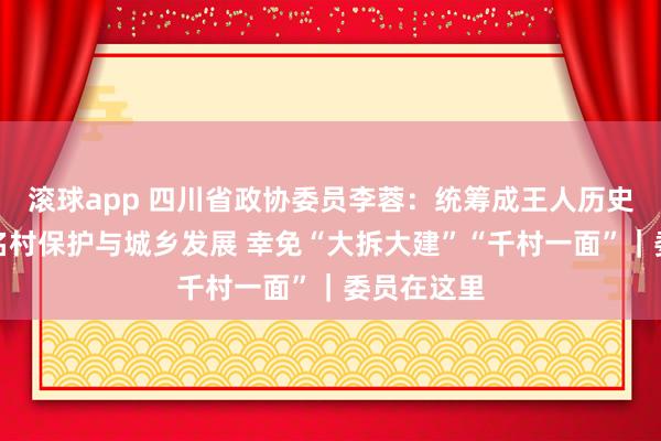 滚球app 四川省政协委员李蓉：统筹成王人历史文假名镇名村保护与城乡发展 幸免“大拆大建”“千村一面”｜委员在这里