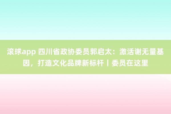 滚球app 四川省政协委员郭启太：激活谢无量基因，打造文化品牌新标杆丨委员在这里