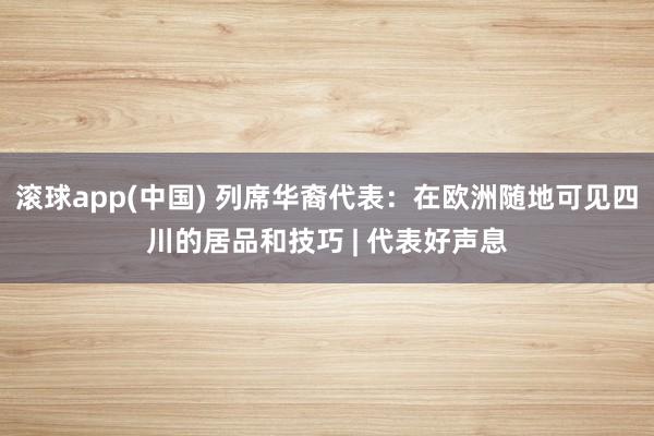 滚球app(中国) 列席华裔代表：在欧洲随地可见四川的居品和技巧 | 代表好声息