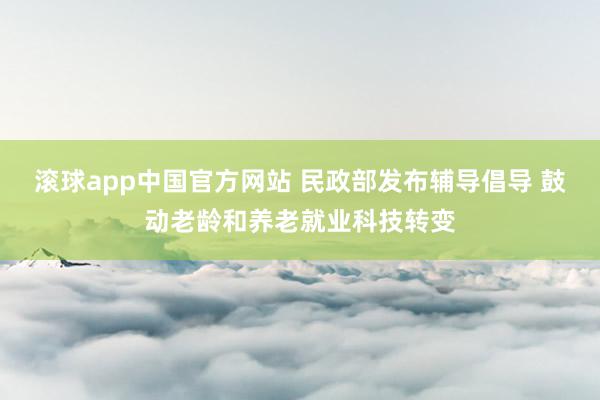 滚球app中国官方网站 民政部发布辅导倡导 鼓动老龄和养老就业科技转变