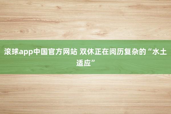 滚球app中国官方网站 双休正在阅历复杂的“水土适应”