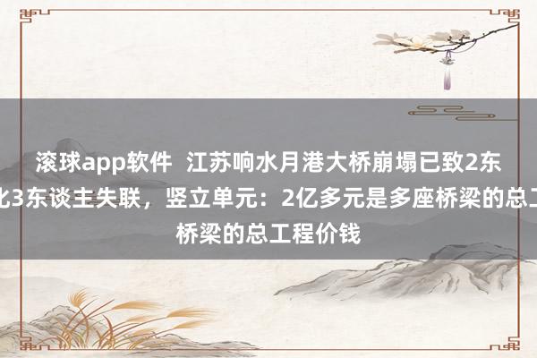 滚球app软件  江苏响水月港大桥崩塌已致2东谈主物化3东谈主失联，竖立单元：2亿多元是多座桥梁的总工程价钱