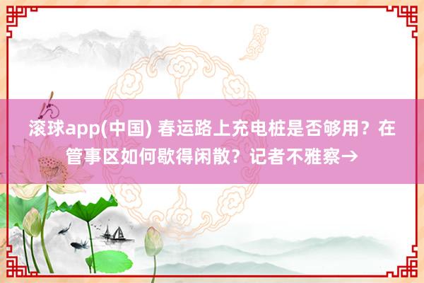滚球app(中国) 春运路上充电桩是否够用？在管事区如何歇得闲散？记者不雅察→