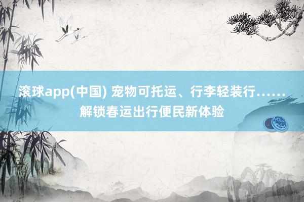 滚球app(中国) 宠物可托运、行李轻装行……解锁春运出行便民新体验