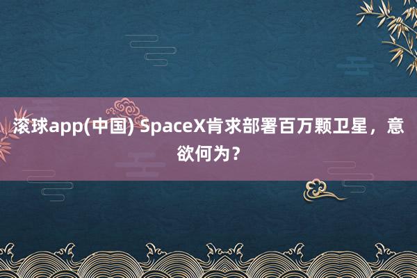 滚球app(中国) SpaceX肯求部署百万颗卫星，意欲何为？