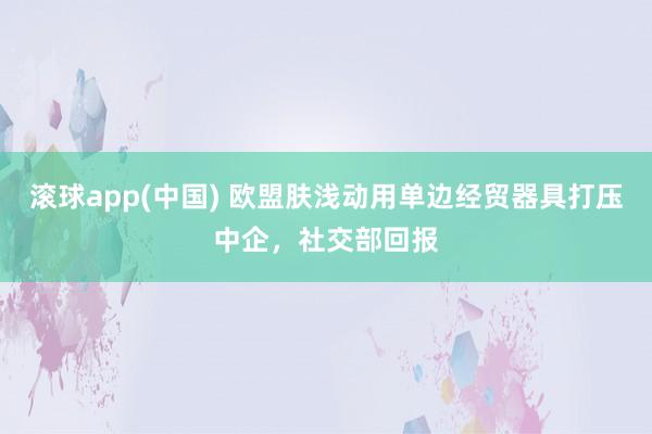 滚球app(中国) 欧盟肤浅动用单边经贸器具打压中企，社交部回报