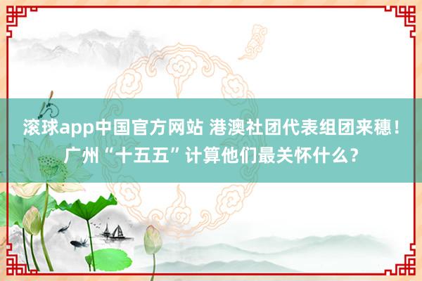 滚球app中国官方网站 港澳社团代表组团来穗！广州“十五五”计算他们最关怀什么？