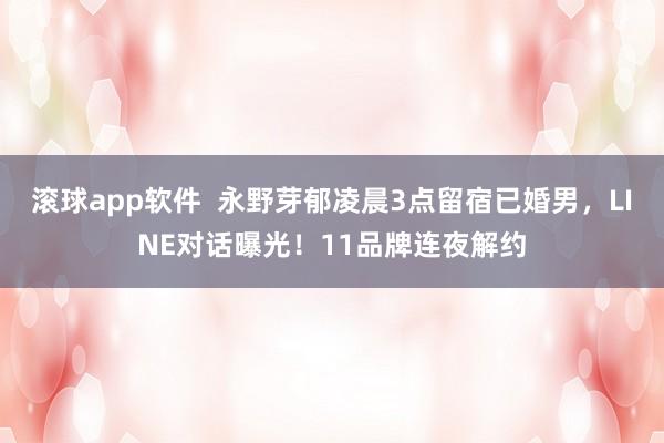 滚球app软件  永野芽郁凌晨3点留宿已婚男，LINE对话曝光！11品牌连夜解约