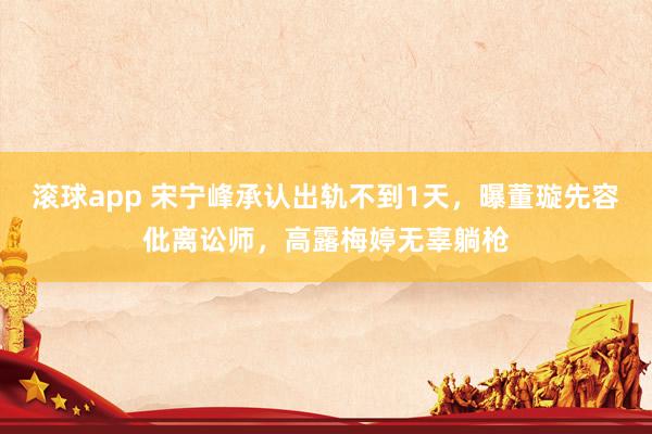 滚球app 宋宁峰承认出轨不到1天，曝董璇先容仳离讼师，高露梅婷无辜躺枪