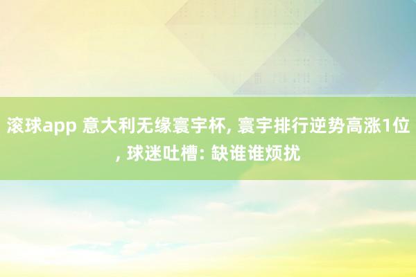 滚球app 意大利无缘寰宇杯, 寰宇排行逆势高涨1位, 球迷吐槽: 缺谁谁烦扰