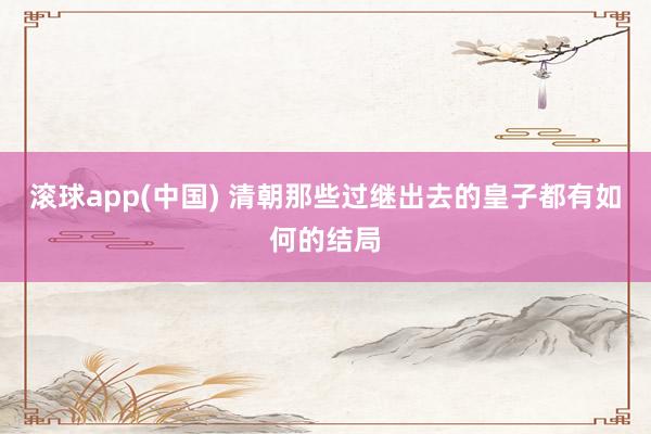 滚球app(中国) 清朝那些过继出去的皇子都有如何的结局