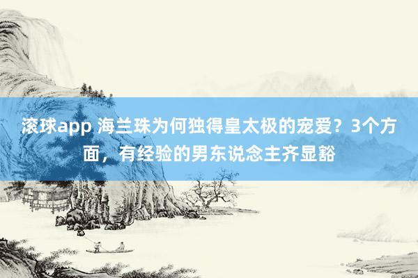 滚球app 海兰珠为何独得皇太极的宠爱？3个方面，有经验的男东说念主齐显豁