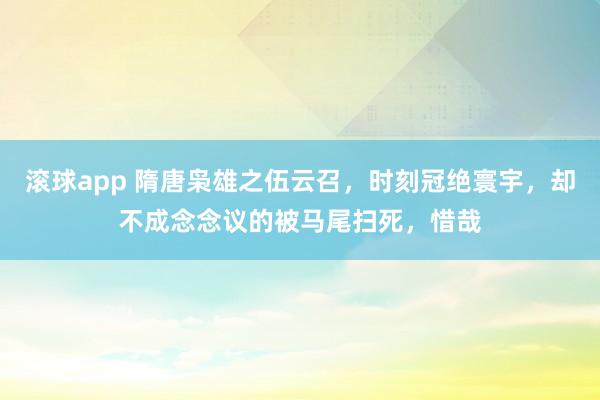 滚球app 隋唐枭雄之伍云召，时刻冠绝寰宇，却不成念念议的被马尾扫死，惜哉