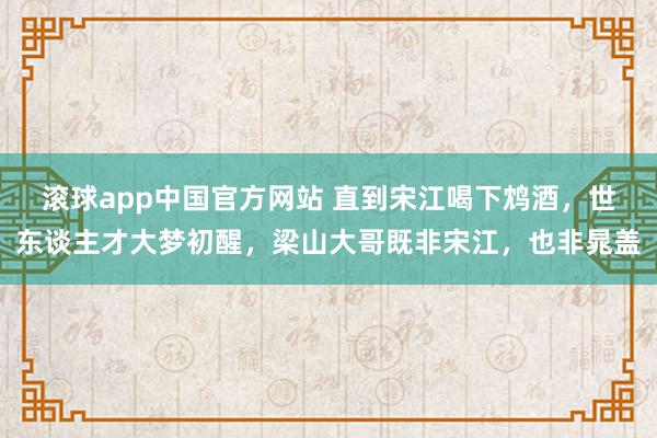 滚球app中国官方网站 直到宋江喝下鸩酒，世东谈主才大梦初醒，梁山大哥既非宋江，也非晁盖