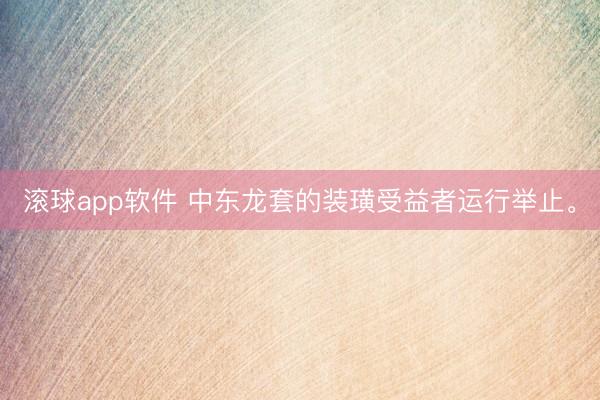 滚球app软件 中东龙套的装璜受益者运行举止。