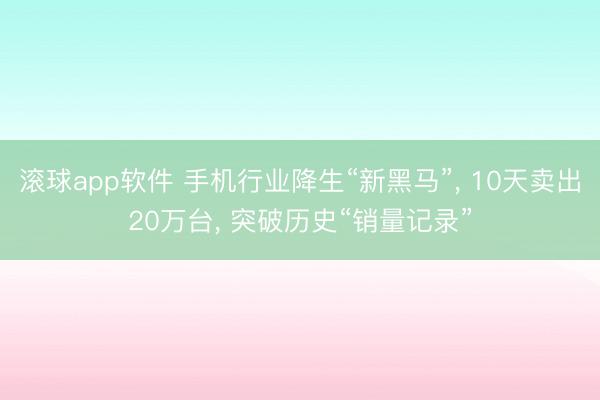 滚球app软件 手机行业降生“新黑马”， 10天卖出20万台， 突破历史“销量记录”