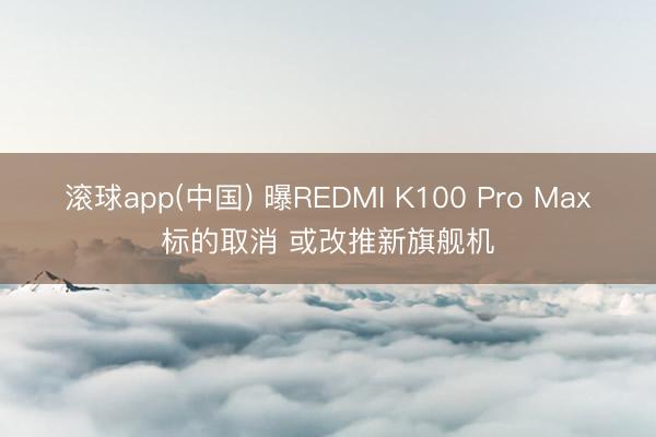 滚球app(中国) 曝REDMI K100 Pro Max标的取消 或改推新旗舰机