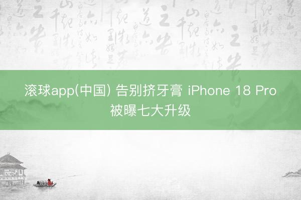 滚球app(中国) 告别挤牙膏 iPhone 18 Pro被曝七大升级