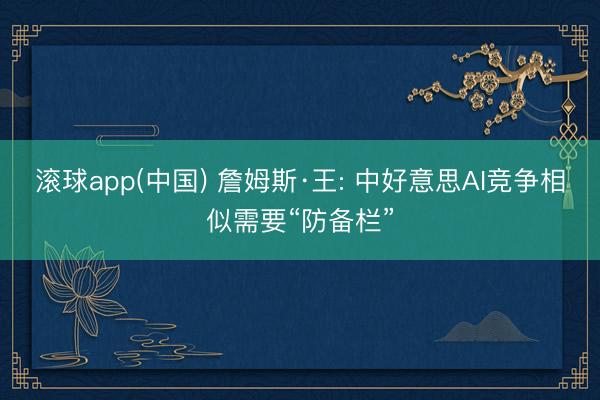 滚球app(中国) 詹姆斯·王: 中好意思AI竞争相似需要“防备栏”