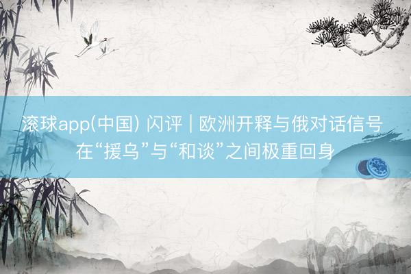 滚球app(中国) 闪评 | 欧洲开释与俄对话信号 在“援乌”与“和谈”之间极重回身