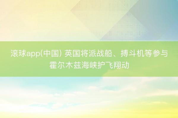 滚球app(中国) 英国将派战船、搏斗机等参与霍尔木兹海峡护飞翔动