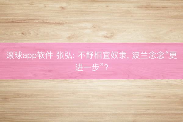 滚球app软件 张弘: 不舒相宜奴隶， 波兰念念“更进一步”?