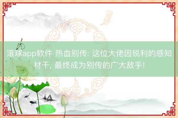 滚球app软件 热血别传: 这位大佬因锐利的感知材干， 最终成为别传的广大敌手!