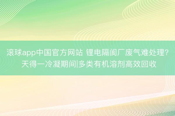滚球app中国官方网站 锂电隔阂厂废气难处理? 天得一冷凝期间|多类有机溶剂高效回收