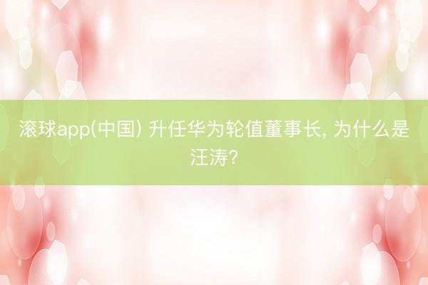 滚球app(中国) 升任华为轮值董事长, 为什么是汪涛?
