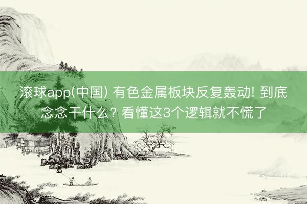 滚球app(中国) 有色金属板块反复轰动! 到底念念干什么? 看懂这3个逻辑就不慌了