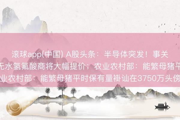 滚球app(中国) A股头条：半导体突发！事关三星、SK海力士，韩国无水氢氟酸商将大幅提价；农业农村部：能繁母猪平时保有量褂讪在3750万头傍边