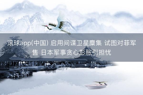 滚球app(中国) 启用间谍卫星麇集 试图对菲军售 日本军事贪心彭胀引担忧