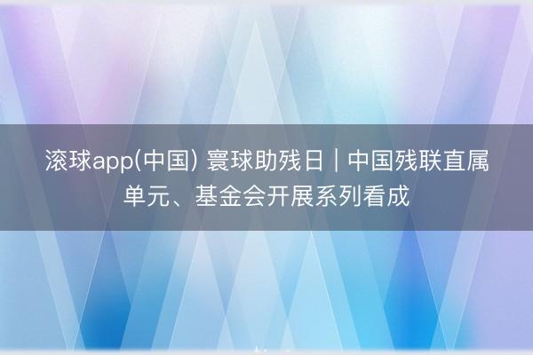 滚球app(中国) 寰球助残日 | 中国残联直属单元、基金会开展系列看成