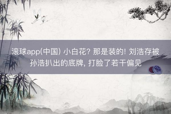 滚球app(中国) 小白花? 那是装的! 刘浩存被孙浩扒出的底牌, 打脸了若干偏见