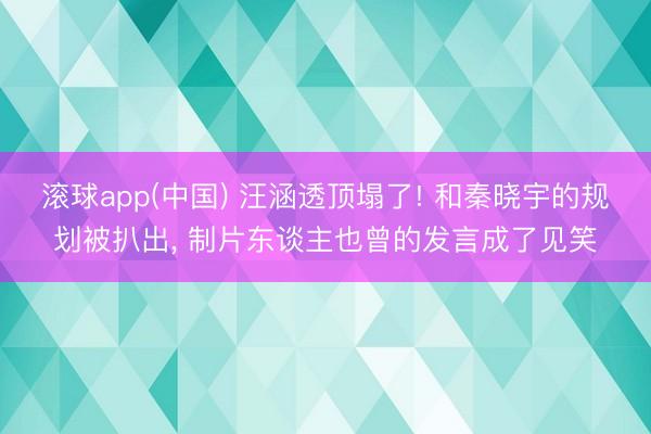 滚球app(中国) 汪涵透顶塌了! 和秦晓宇的规划被扒出, 制片东谈主也曾的发言成了见笑