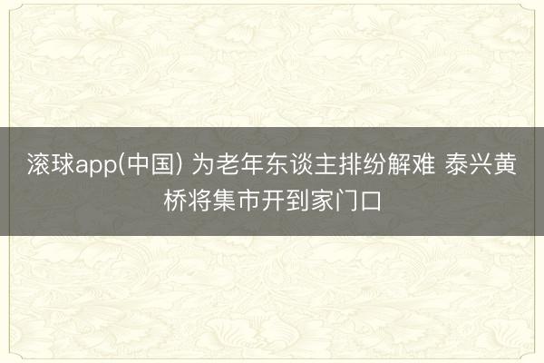 滚球app(中国) 为老年东谈主排纷解难 泰兴黄桥将集市开到家门口