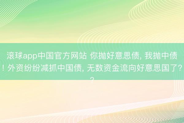 滚球app中国官方网站 你抛好意思债， 我抛中债! 外资纷纷减抓中国债， 无数资金流向好意思国了?