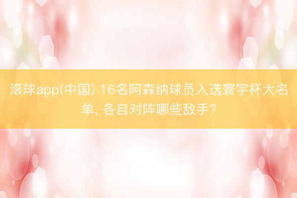 滚球app(中国) 16名阿森纳球员入选寰宇杯大名单， 各自对阵哪些敌手?
