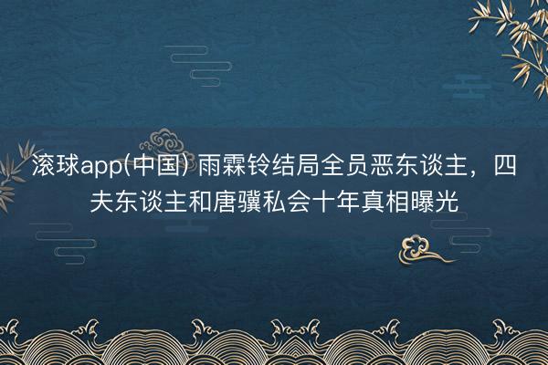 滚球app(中国) 雨霖铃结局全员恶东谈主，四夫东谈主和唐骥私会十年真相曝光