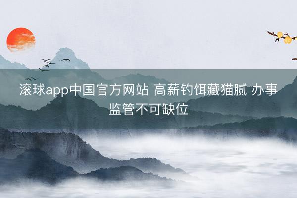 滚球app中国官方网站 高薪钓饵藏猫腻 办事监管不可缺位