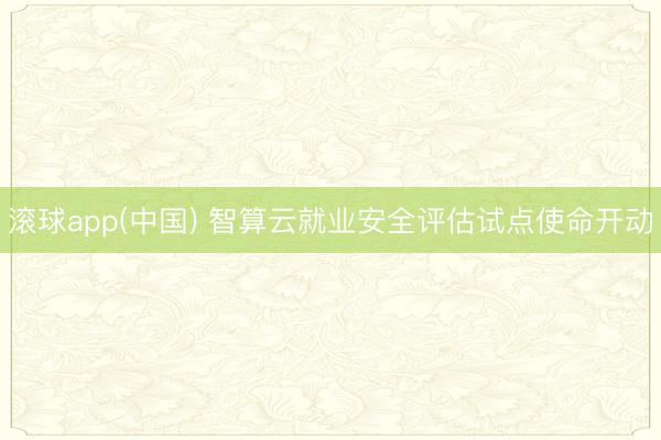 滚球app(中国) 智算云就业安全评估试点使命开动