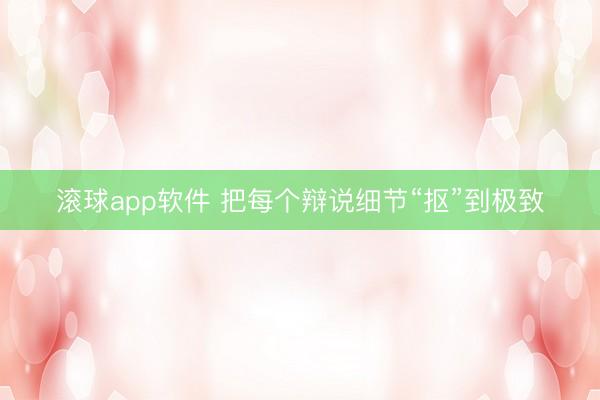 滚球app软件 把每个辩说细节“抠”到极致