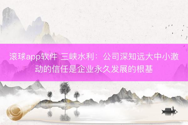 滚球app软件 三峡水利：公司深知远大中小激动的信任是企业永久发展的根基